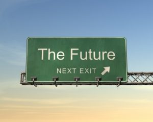 Road Sign displaying The Future, Next Exit